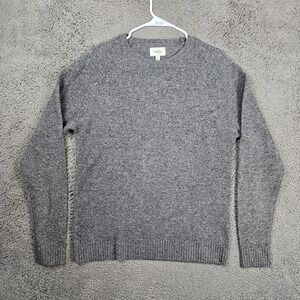 Wills Mens 100% Wool Speckled Knit Crewneck Sweater Gray Large Raglan Sleeve L